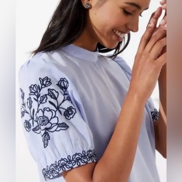 LOFT Blouse in Light Blue with Elegant Embroidery - Picture 3 of 11